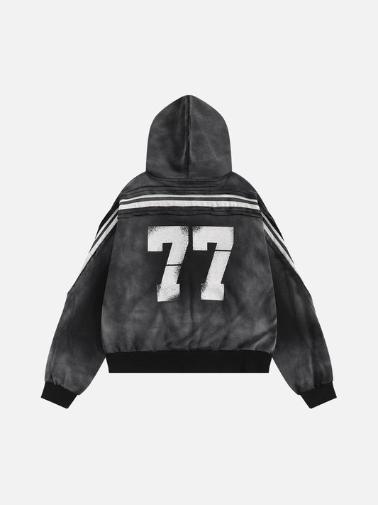 Aelfric Eden Boxy fit 77 Stripe Zip Hoodie – Acid Wash