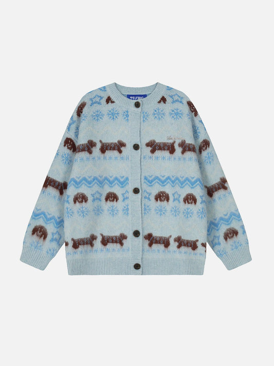 Aelfric Eden Dog Fair Isle Jacquard Cardigan