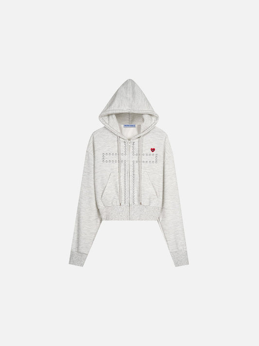 Aelfric Eden Boxy Button Cross Zip Up Hoodie