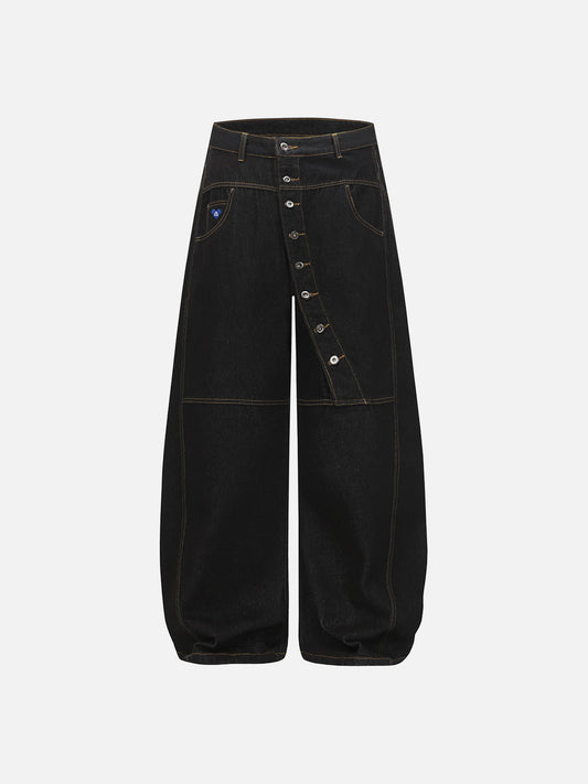 Aelfric Eden Asymmetric Button Baggy Barrel Jeans