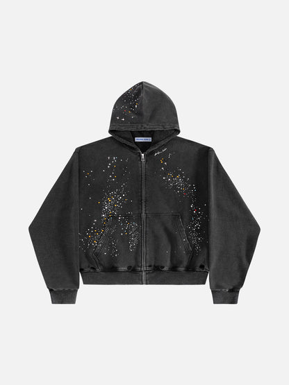 Aelfric Eden Rhinestone Boxy Zip Up V302 Hoodie