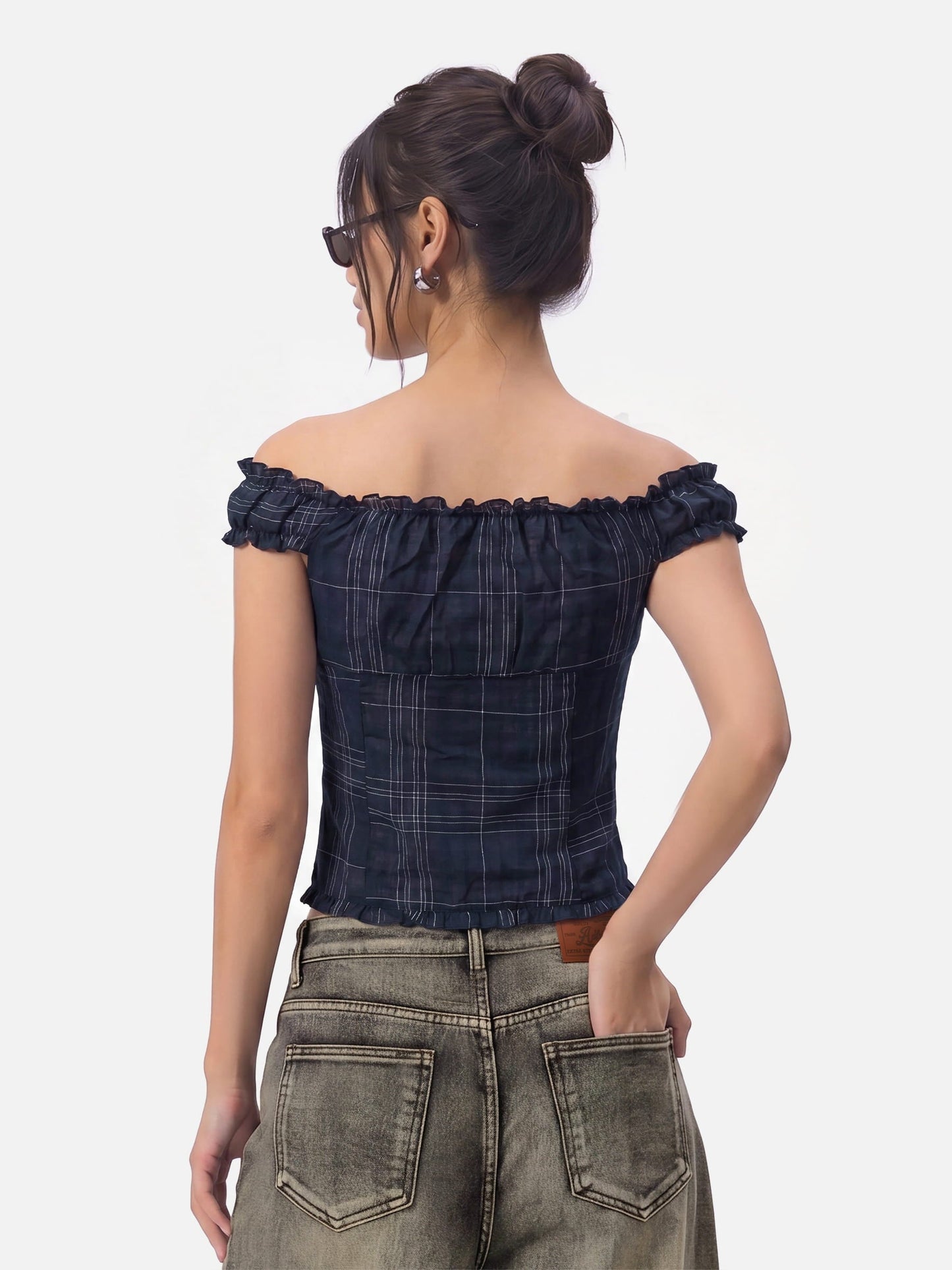 Aelfric Eden Plaid Off-The-Shoulder Tube Top