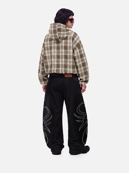 Aelfric Eden Boxy Reversible Plaid Zip Up Hoodie