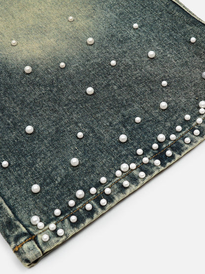 Aelfric Eden Pearl Embellished Baggy Longline Jorts