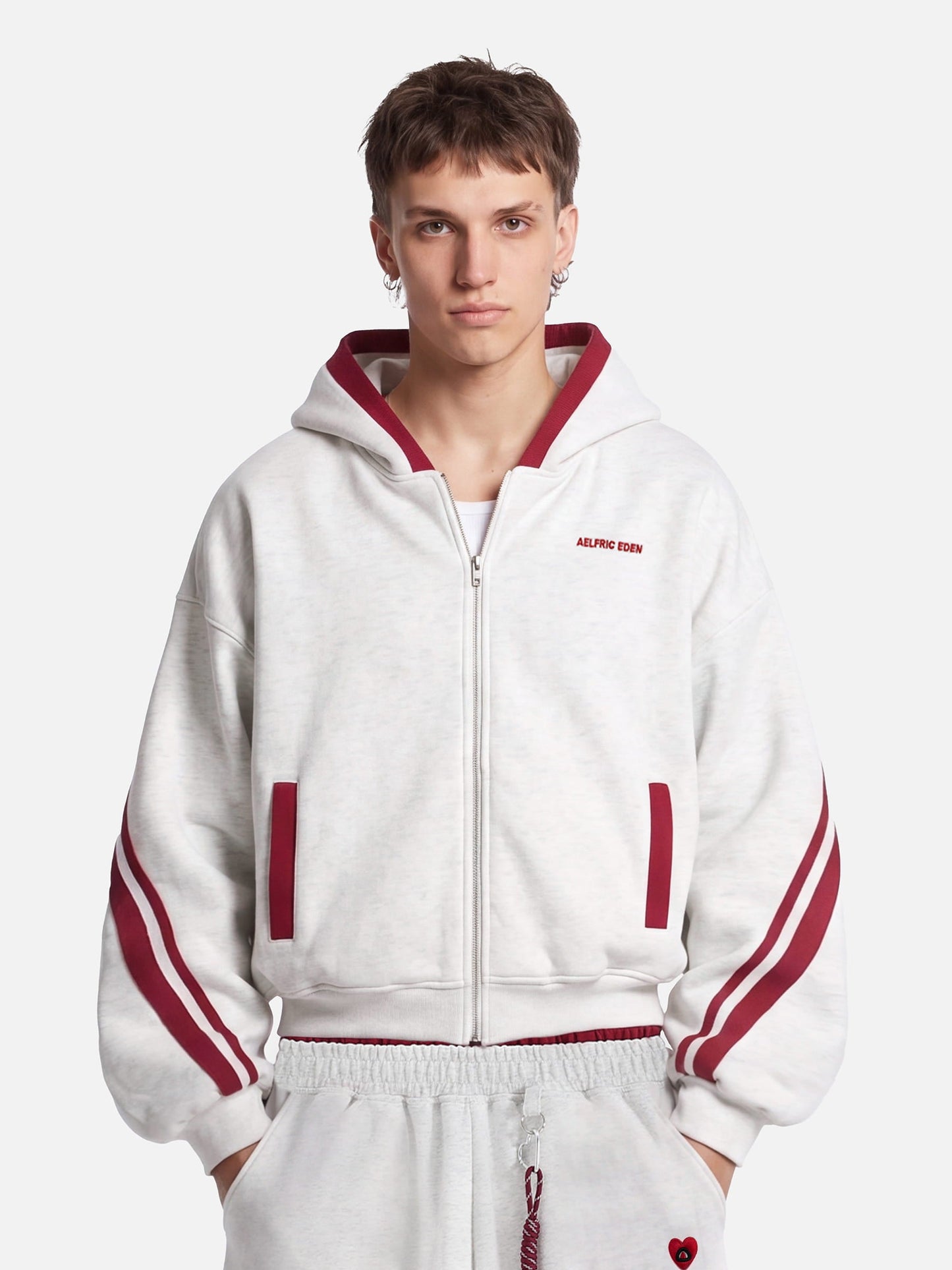 Aelfric Eden Boxy Contrast Stripe Zip Up Hoodie