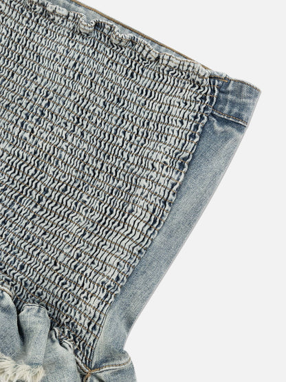 Aelfric Eden Fringe Hem Denim Bandeau Tube Top
