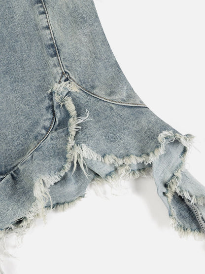 Aelfric Eden Fringe Hem Denim Bandeau Tube Top