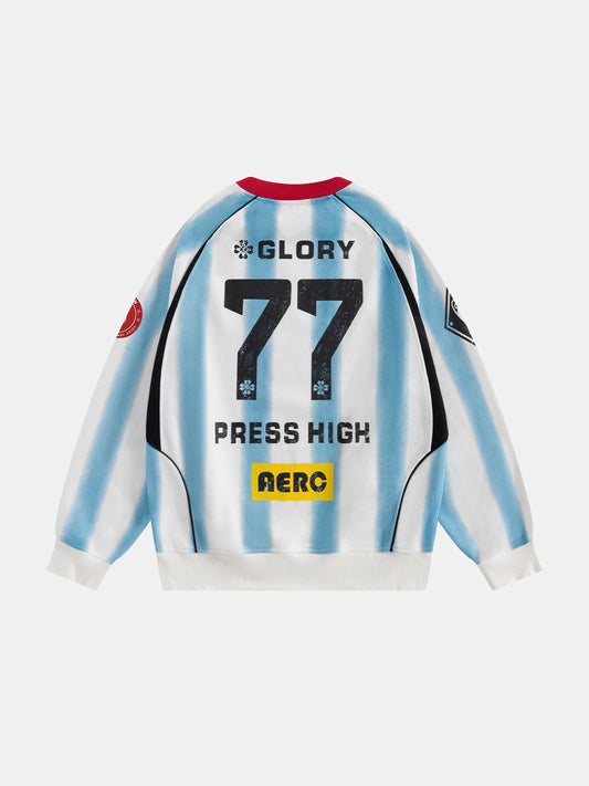 Aelfric Eden 77 Stripe Patchwork Print Sweatshirt