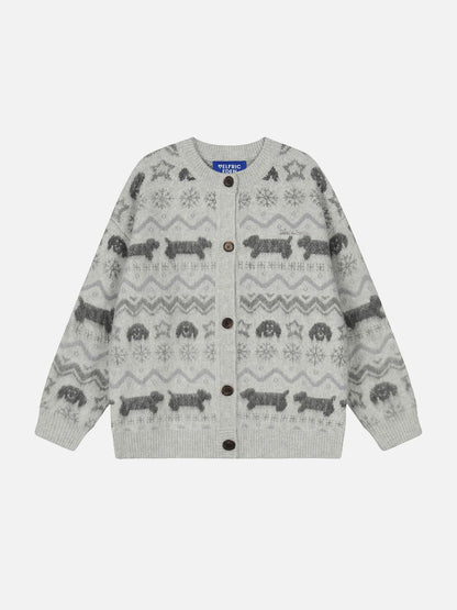Aelfric Eden Dog Fair Isle Jacquard Cardigan