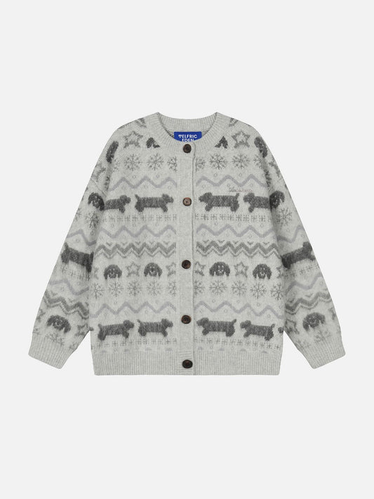 Aelfric Eden Dog Fair Isle Jacquard Cardigan