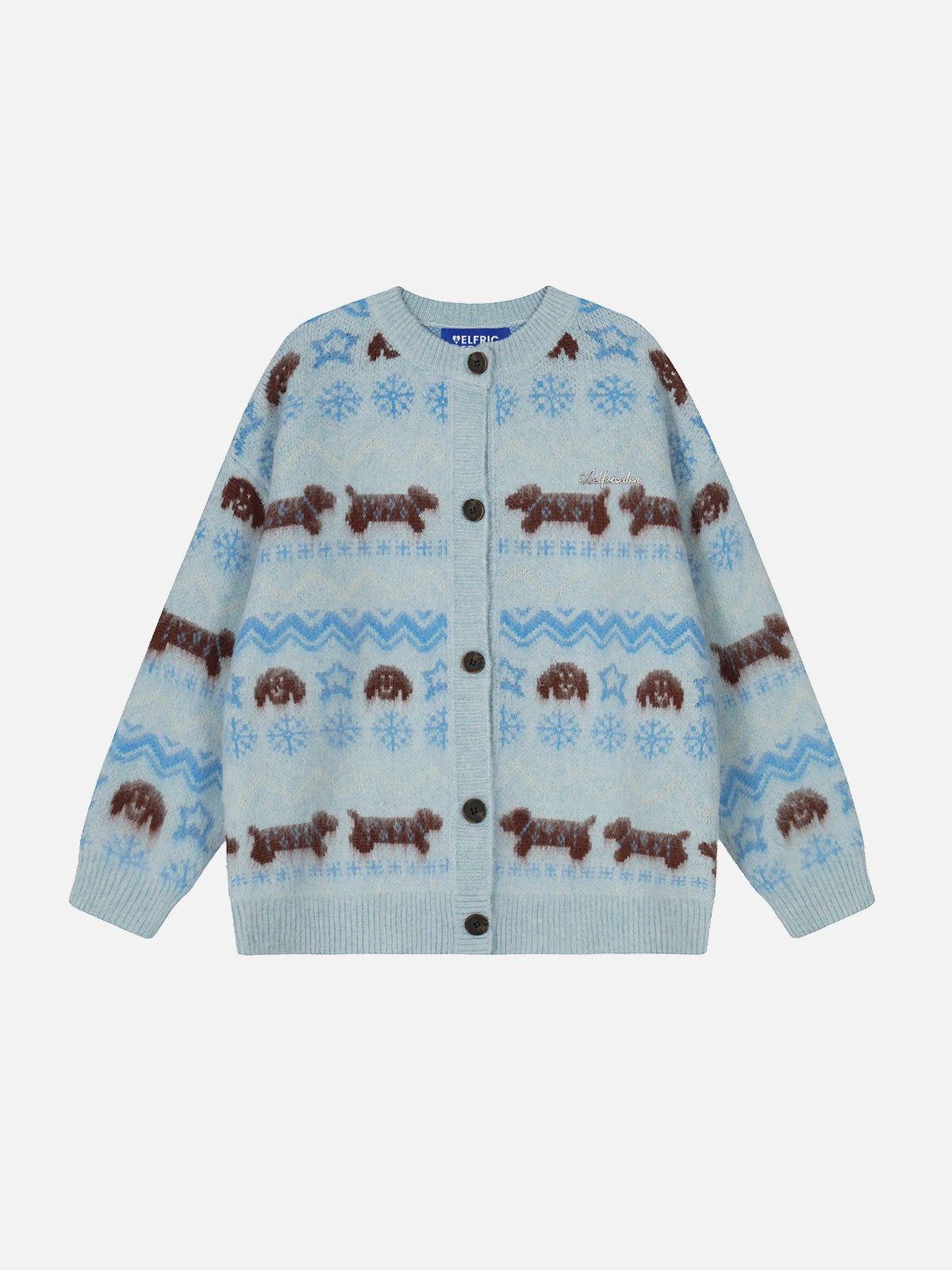 Aelfric Eden Dog Fair Isle Jacquard Cardigan