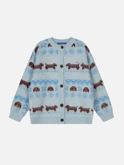 Aelfric Eden Dog Fair Isle Jacquard Cardigan
