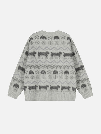 Aelfric Eden Dog Fair Isle Jacquard Cardigan