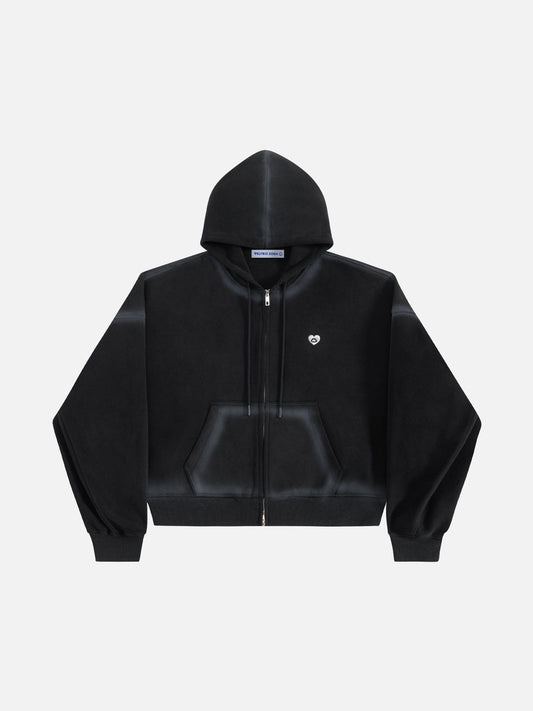 Aelfric Eden Boxy Washed Double Zip Up Hoodie