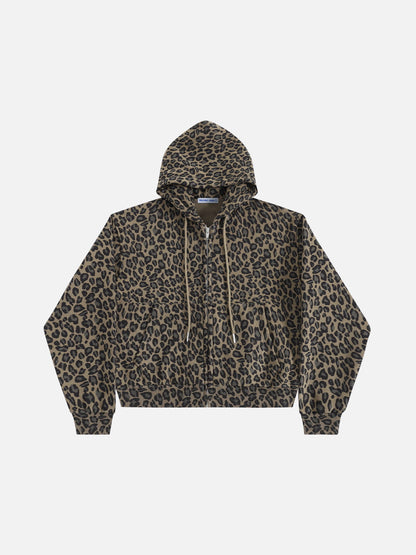 [Pre-Order] Aelfric Eden Boxy Leopard Zip Up Hoodie