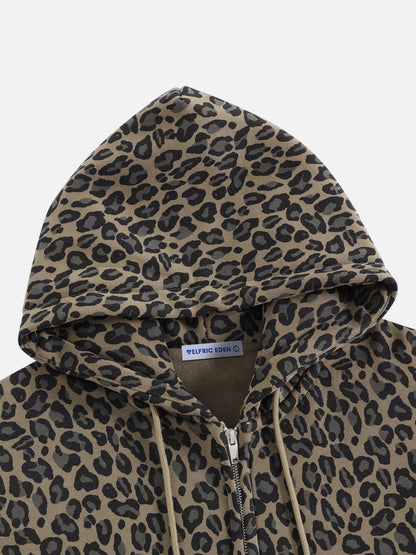[Pre-Order] Aelfric Eden Boxy Leopard Zip Up Hoodie