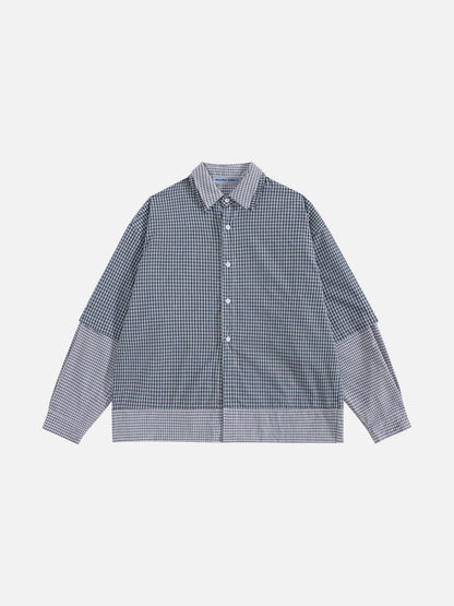Aelfric Eden Faux Layered Plaid Long Sleeve Shirt