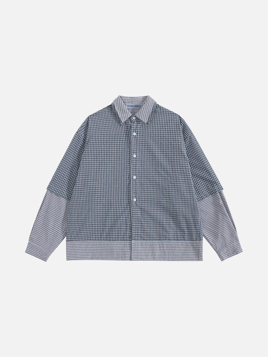 Aelfric Eden Faux Layered Plaid Long Sleeve Shirt