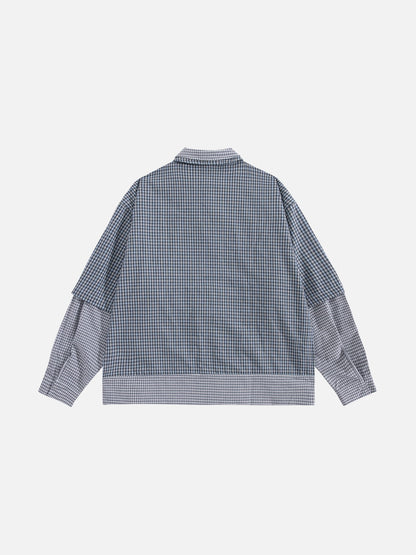 Aelfric Eden Faux Layered Plaid Long Sleeve Shirt