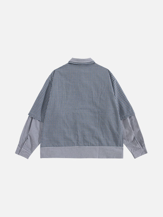 Aelfric Eden Faux Layered Plaid Long Sleeve Shirt