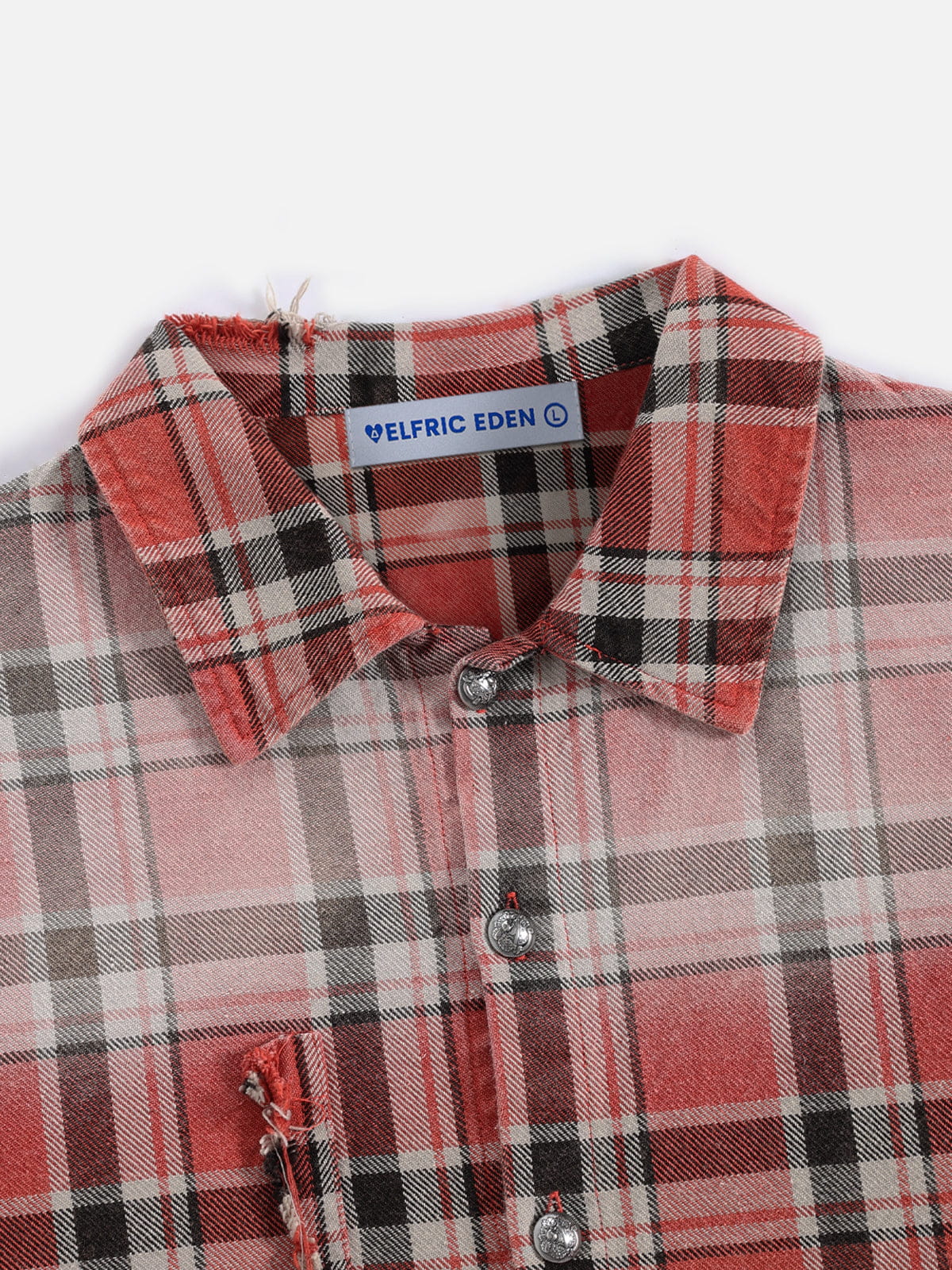 Aelfric Eden Plaid Distressed Long Sleeve Shirt