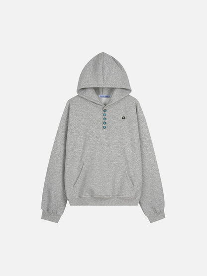 Aelfric Eden Boxy Turquoise Placket Pullover Hoodie