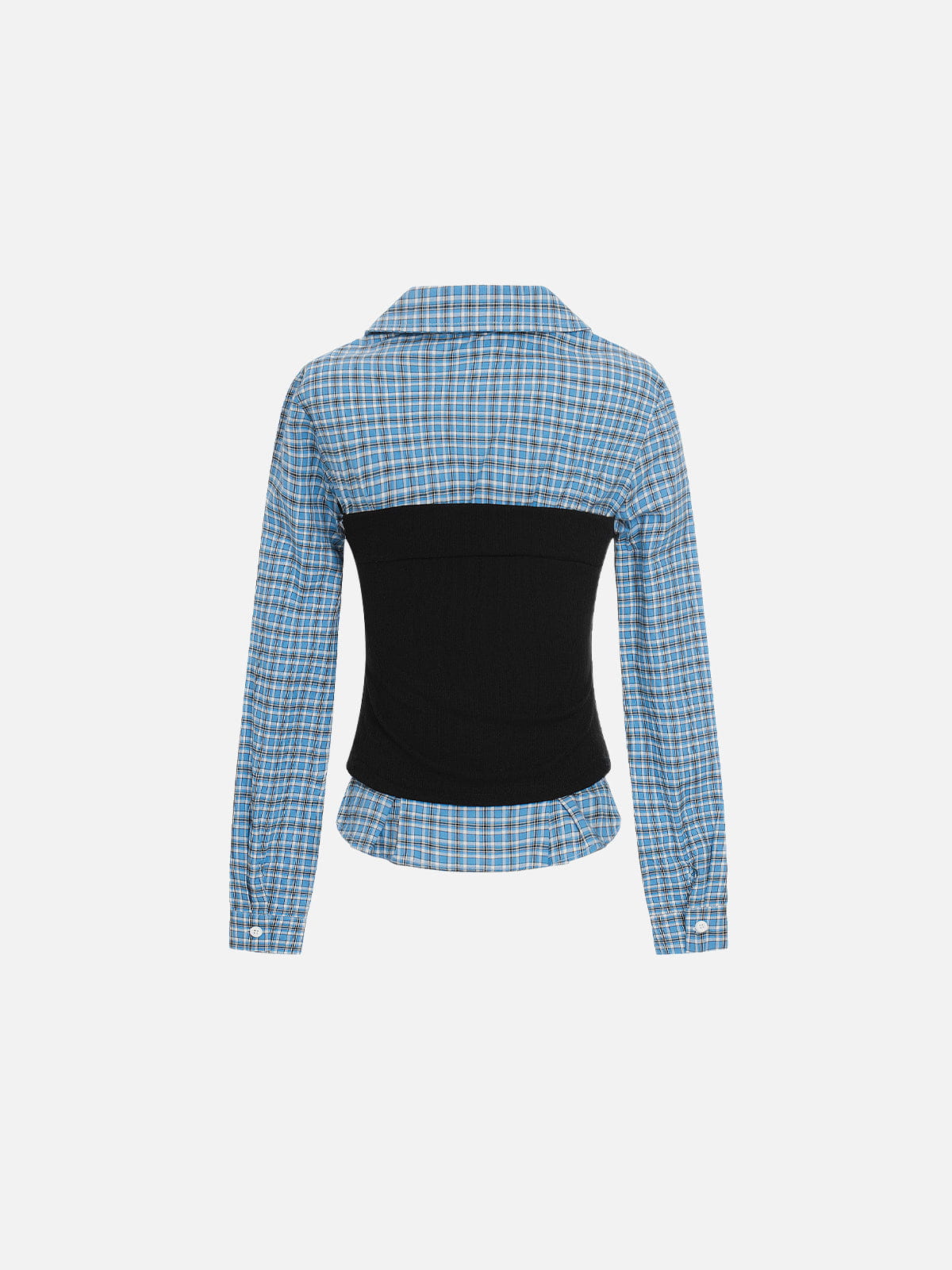 Aelfric Eden Layered Plaid Panel Long Sleeve Shirt