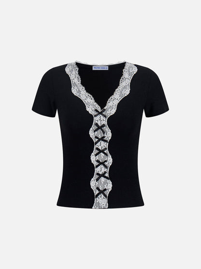 Aelfric Eden Lace Ribbon Trim Baby Tee