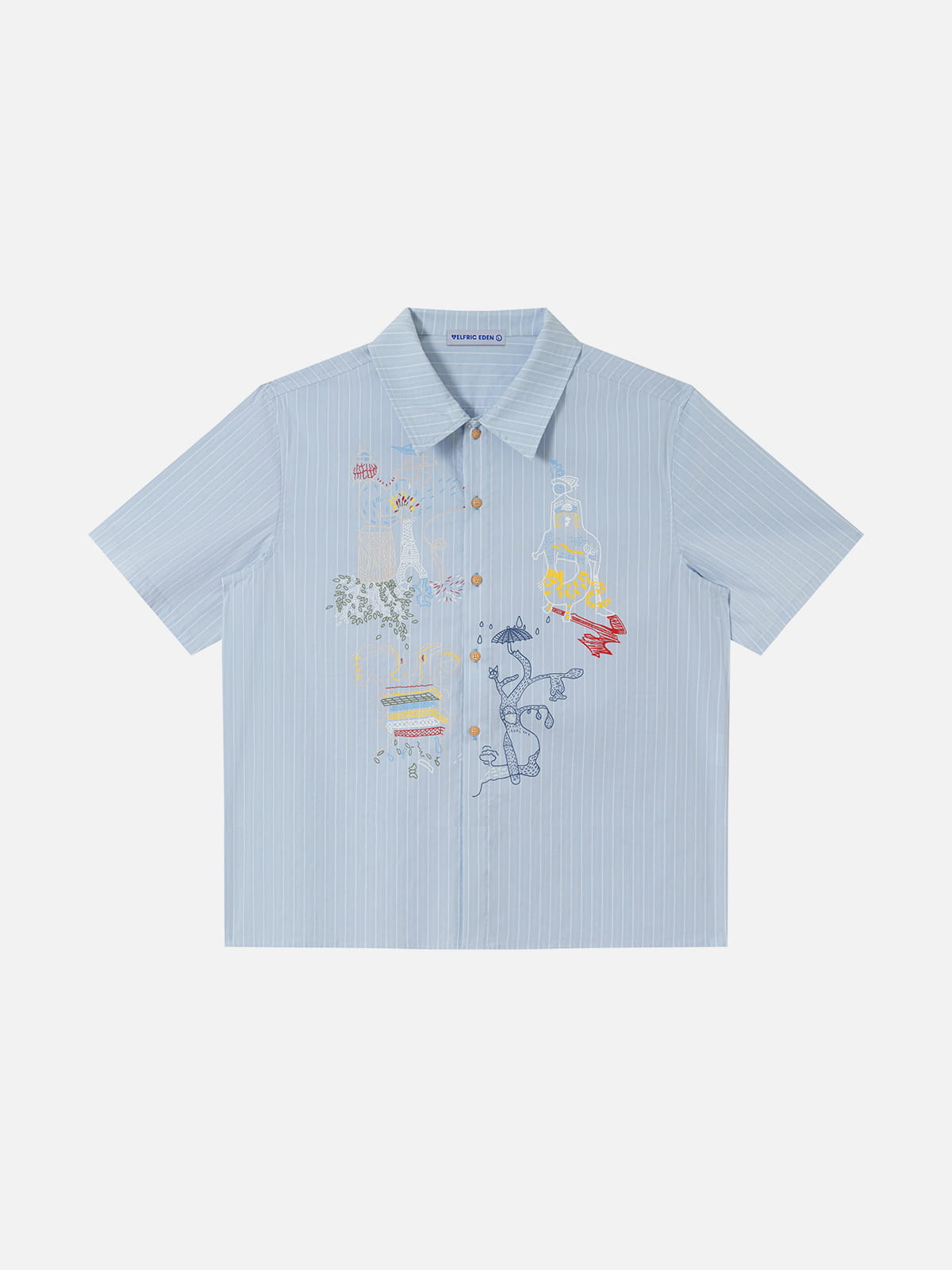 Aelfric Eden Boxy Stripe Embroidery Short Sleeve Shirt