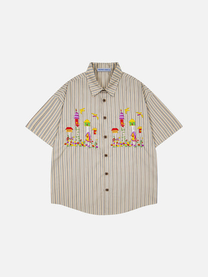 Aelfric Eden Birdhouse Embroidery Short Sleeve Shirt