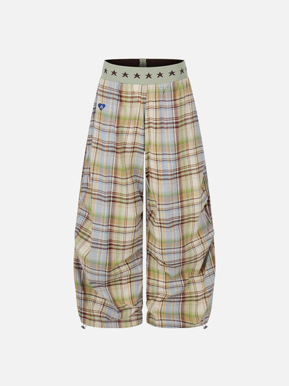 Aelfric Eden Star Waist Plaid Baggy Barrel Pants