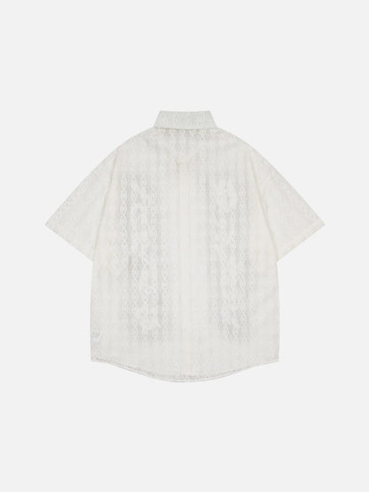 Aelfric Eden Openwork Floral Short Sleeve Shirt