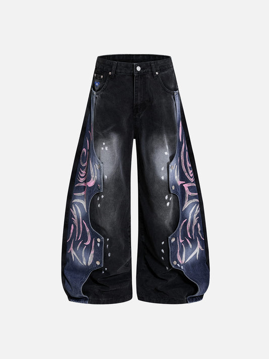 Aelfric Eden Snap Panel Baggy Barrel Jeans