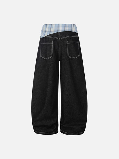 Aelfric Eden Plaid Tie Baggy Barrel Jeans
