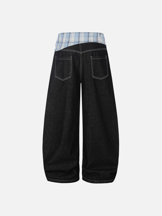 Aelfric Eden Plaid Tie Baggy Barrel Jeans