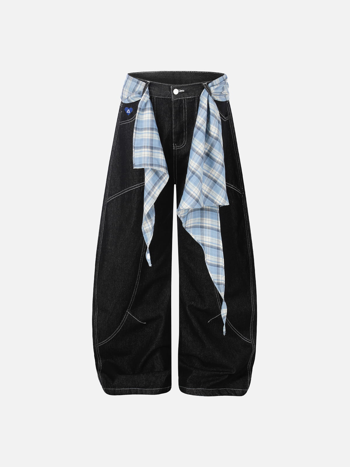 Aelfric Eden Plaid Tie Baggy Barrel Jeans