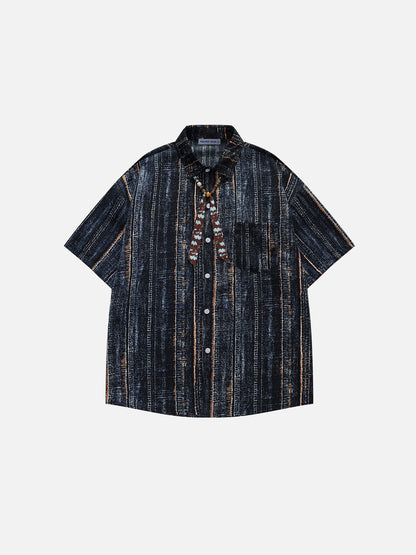 Aelfric Eden Jacquard Stripe Short Sleeve Shirt