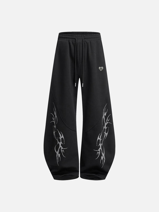Aelfric Eden Thorn Print Baggy Barrel Sweatpants