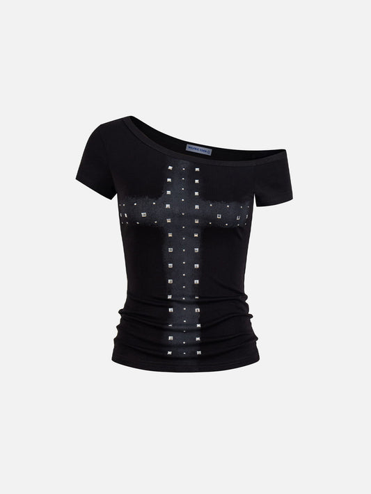 Aelfric Eden Studded Off-Ther-Shoulder Tee