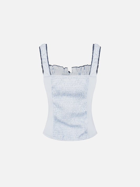 Aelfric Eden Ruched Lace-Up Tank Top