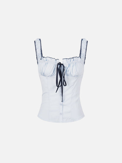 Aelfric Eden Ruched Lace-Up Tank Top