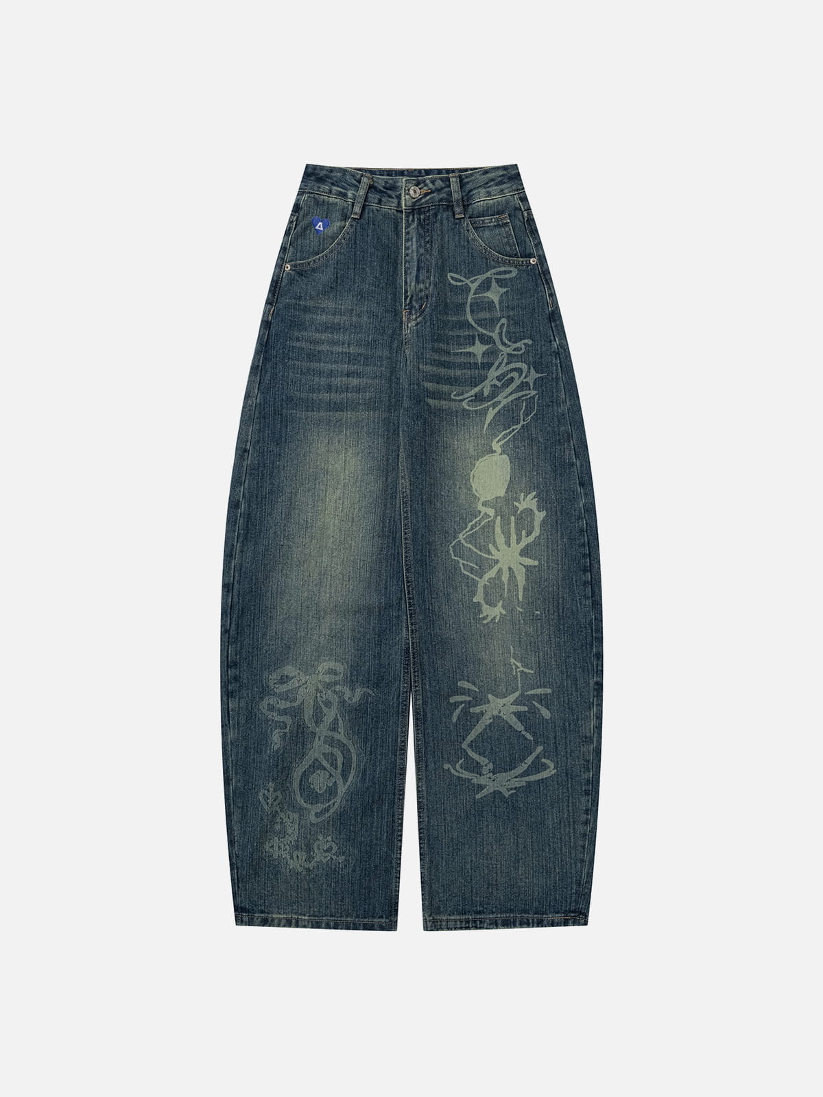Aelfric Eden Print Washed Baggy Barrel Jeans
