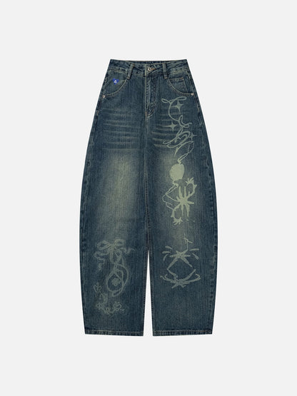 Aelfric Eden Print Washed Baggy Barrel Jeans