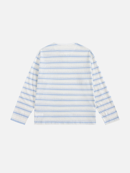 Aelfric Eden Striped Henley Long Sleeve Tee