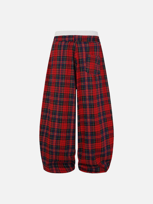 Aelfric Eden Double Waist Plaid Baggy Sweatpants