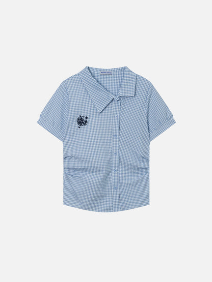Aelfric Eden Embroidered Plaid Short Sleeve Shirt