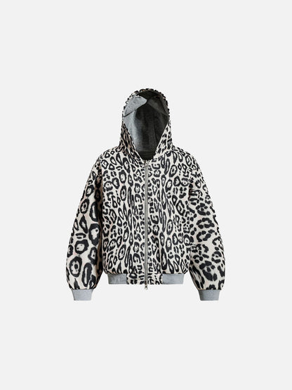 Aelfric Eden Reversible Leopard Zip Up Hoodie