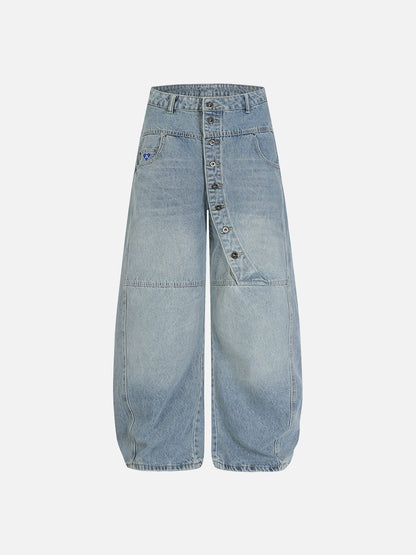 Aelfric Eden Asymmetric Button Baggy Barrel Jeans