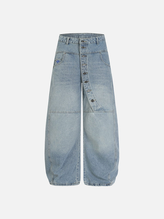 Aelfric Eden Asymmetric Button Baggy Barrel Jeans