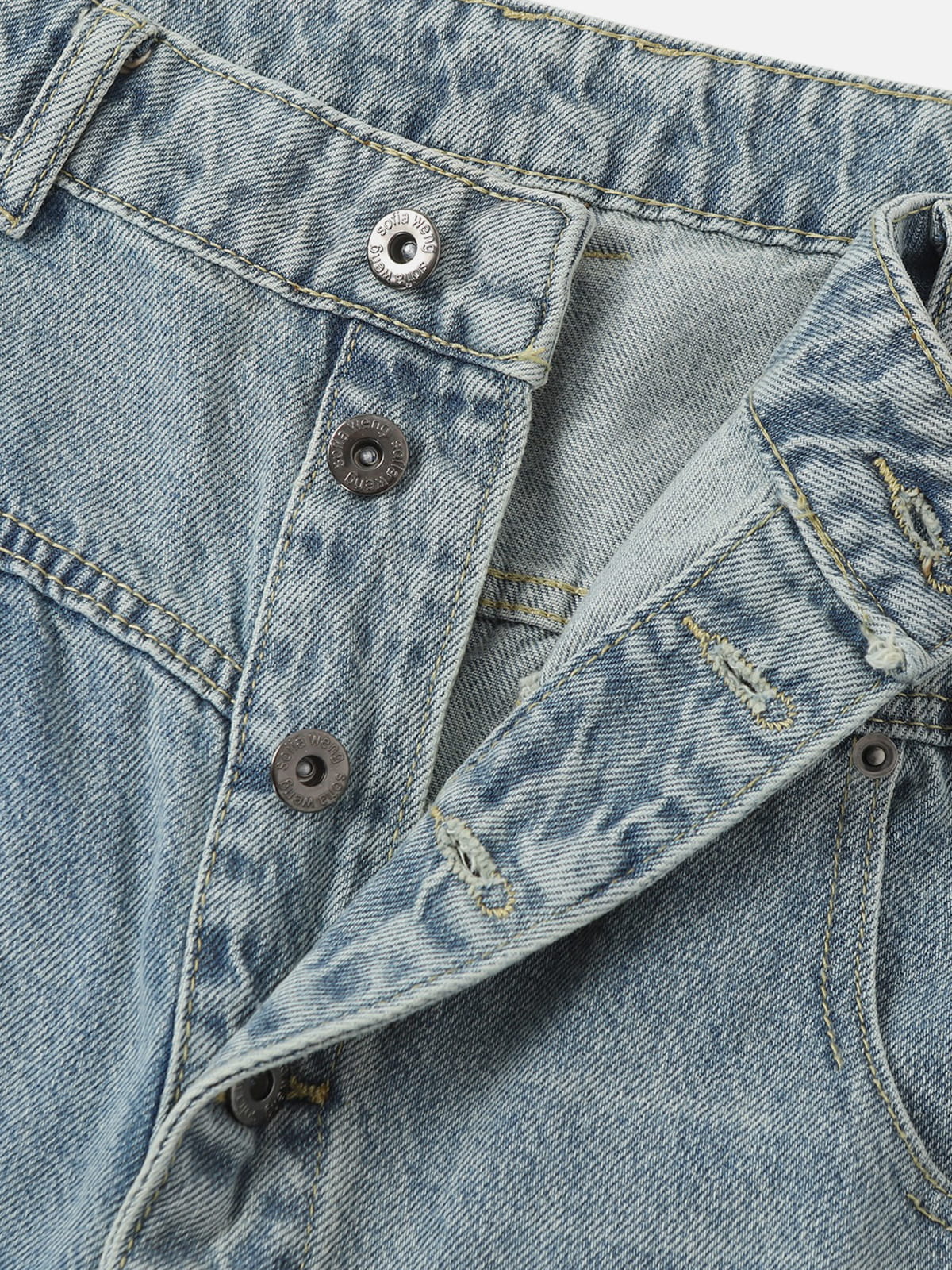 Aelfric Eden Asymmetric Button Baggy Barrel Jeans